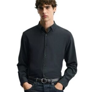 Zara Men’s Black Slim Fit Button-Up Shirt Size M NWT
